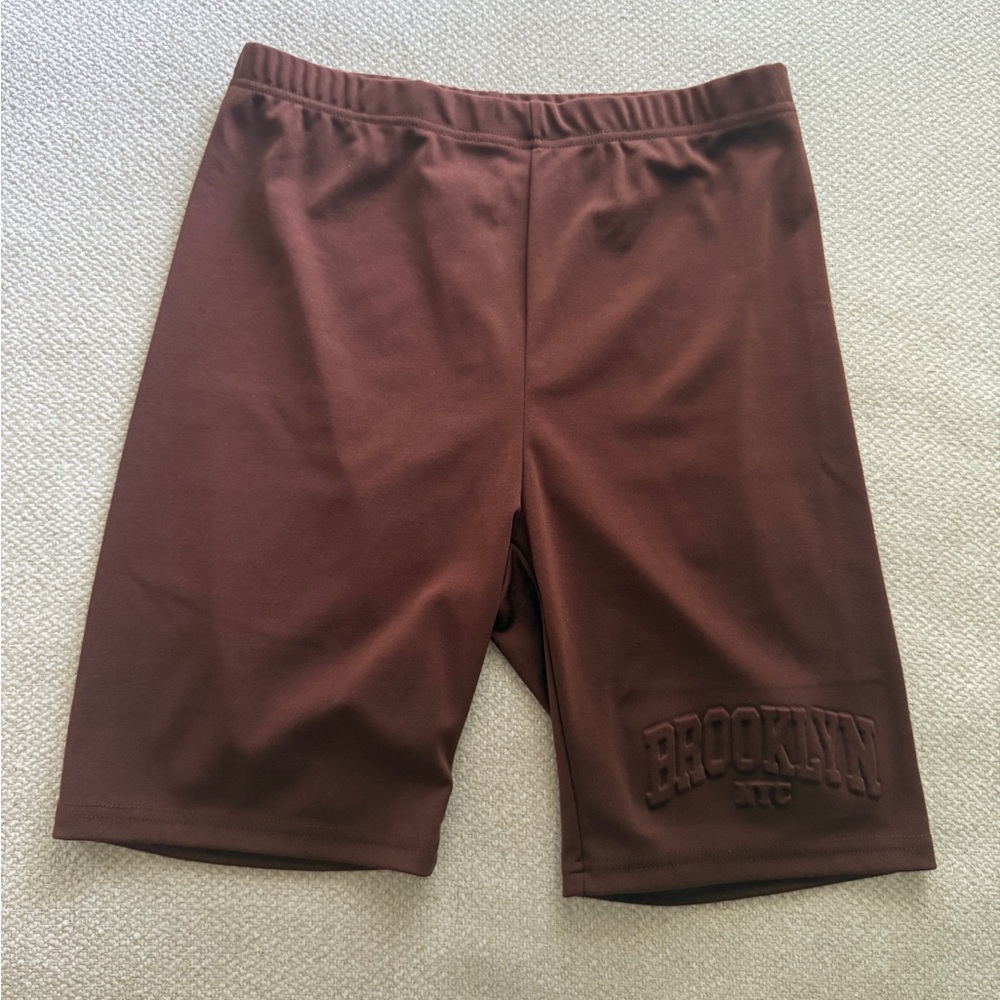 Brown “Brooklyn NYC” Streetwear Biker Shorts - Picture 3 of 6